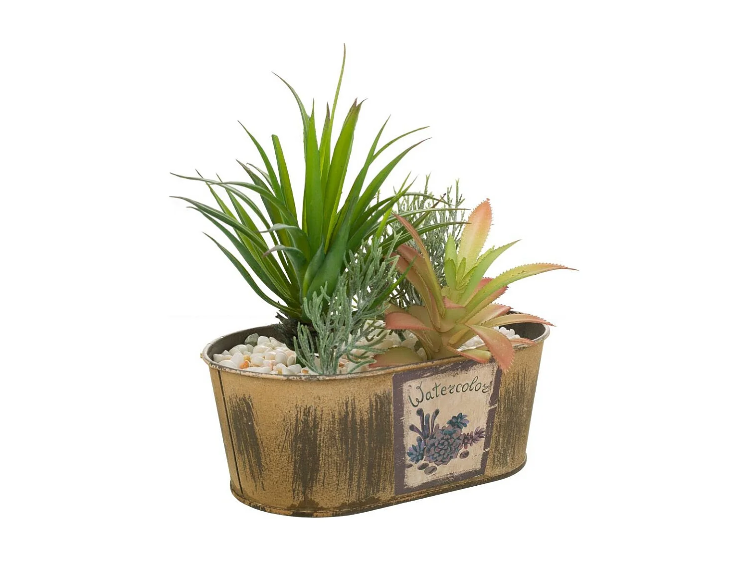 Vaso com plantas artificiais 17,5x10x17