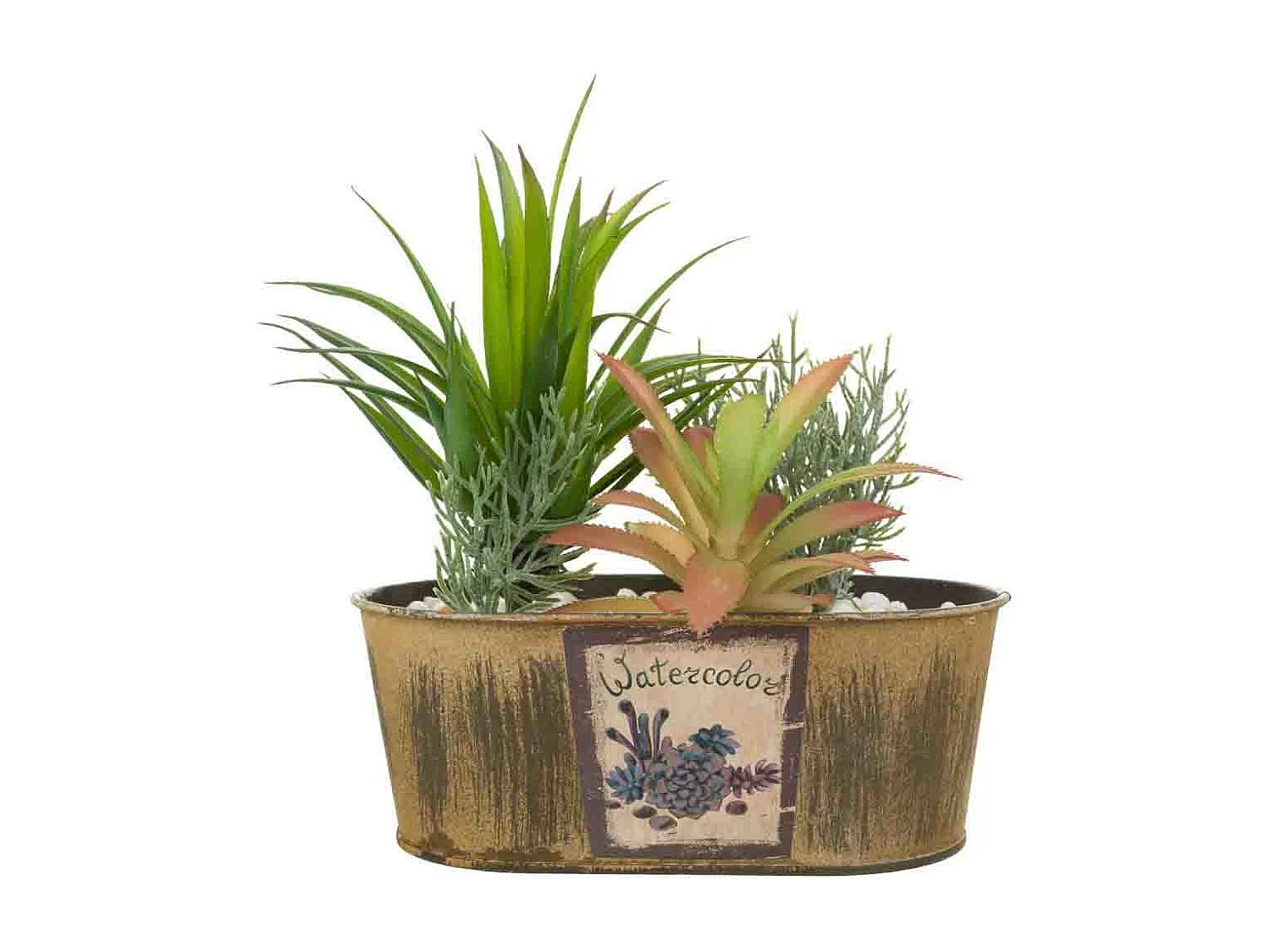 Vaso com plantas artificiais 17,5x10x17