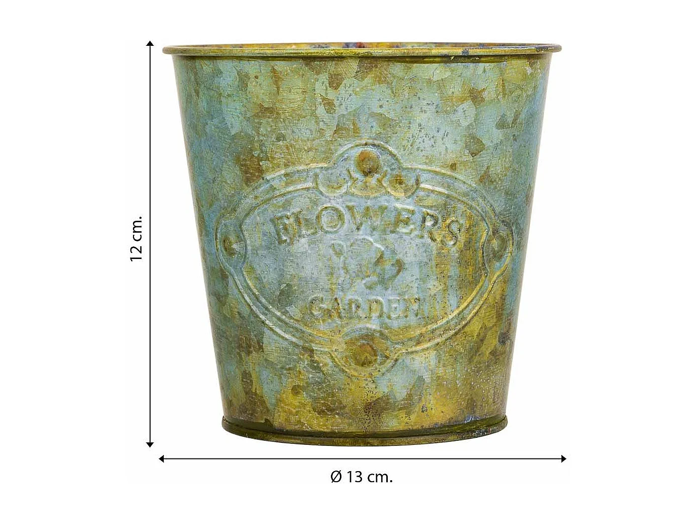 3 cubos de metal verde e bandeja