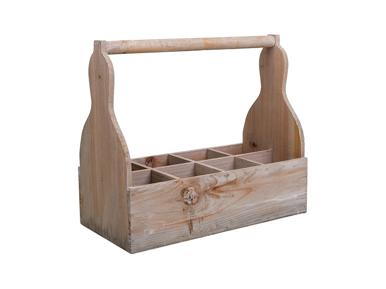 Pflanzkorb aus grauem Holz, 34 x 17,5 x 10/30 h cm