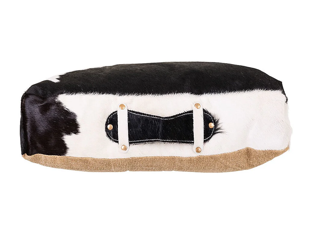 Coussin en cuir noir/blanc 48x10x48h