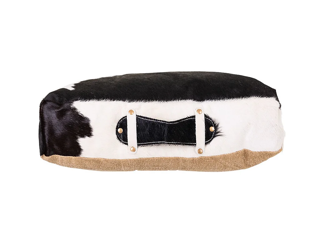 Coussin en cuir noir/blanc 48x10x48h