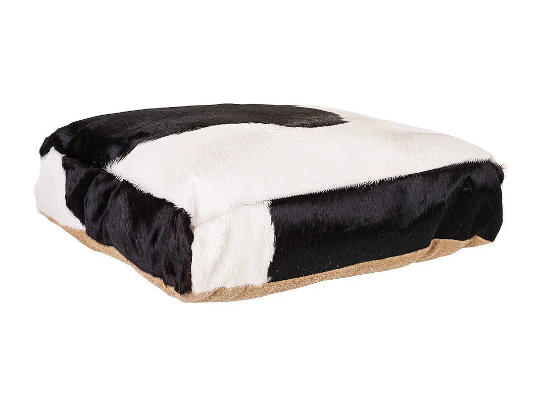 Cuscino in pelle bianco/nero 48x10x48h