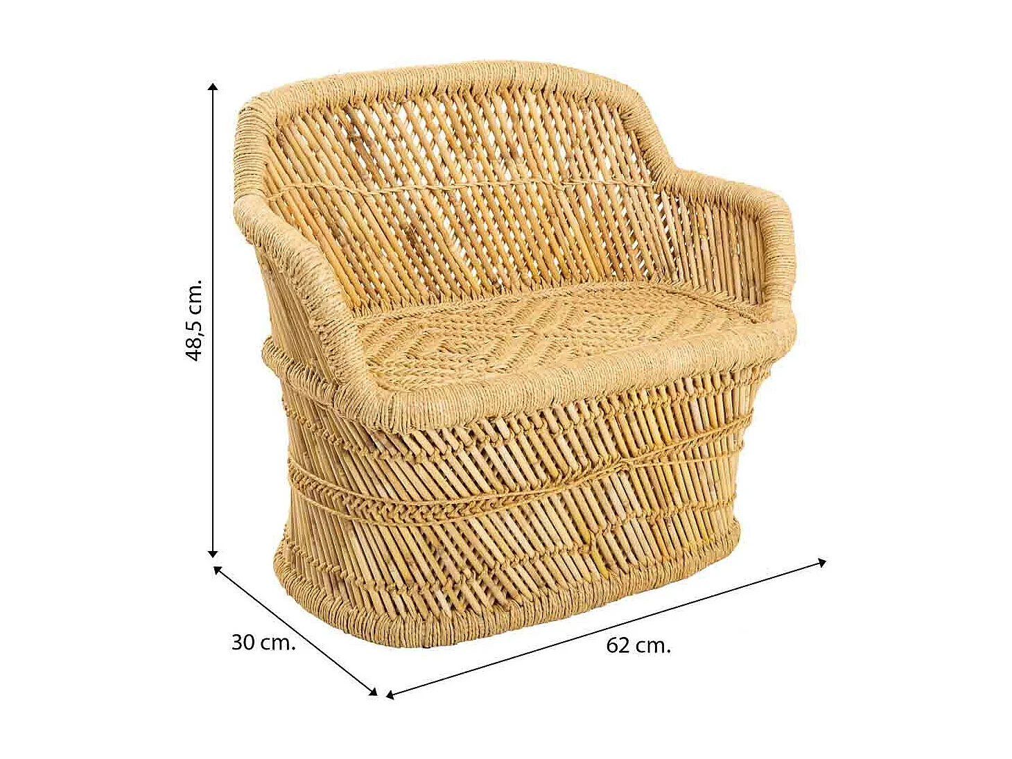 Sofá de bambu marrom 62x30x48,5