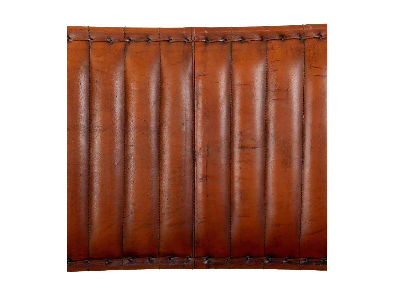 Banc en métal et cuir marron 127x71x76h