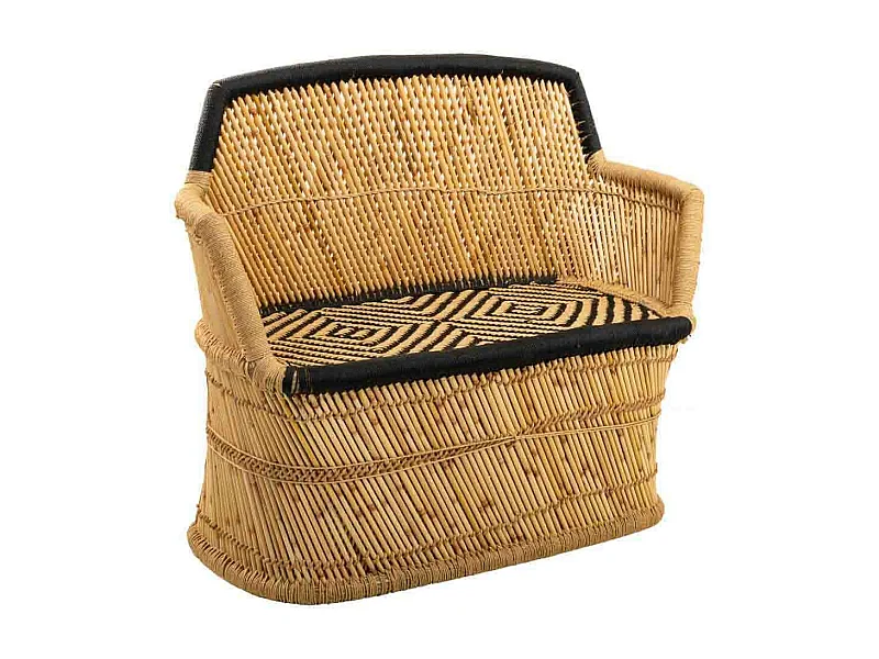 2-Sitzer-Sofa aus braunem Bambus, 103 x 46 x 90 cm