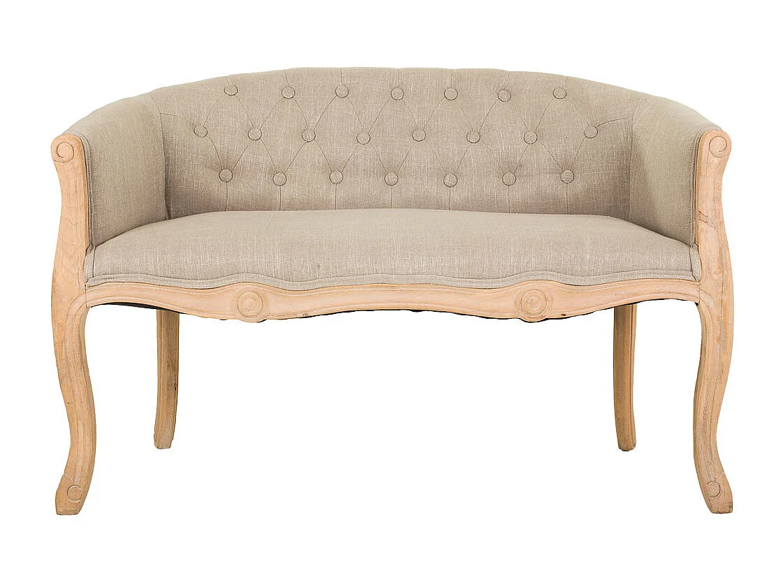 Gepolstertes Sofa aus Holz und Creme, 107 x 61 x 70 cm