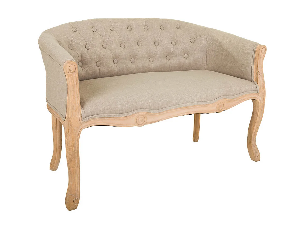 Gepolstertes Sofa aus Holz und Creme, 107 x 61 x 70 cm