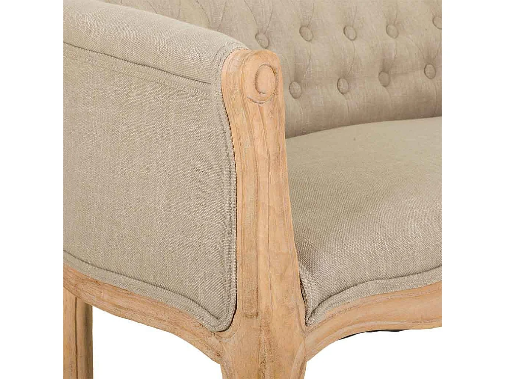 Gepolstertes Sofa aus Holz und Creme, 107 x 61 x 70 cm