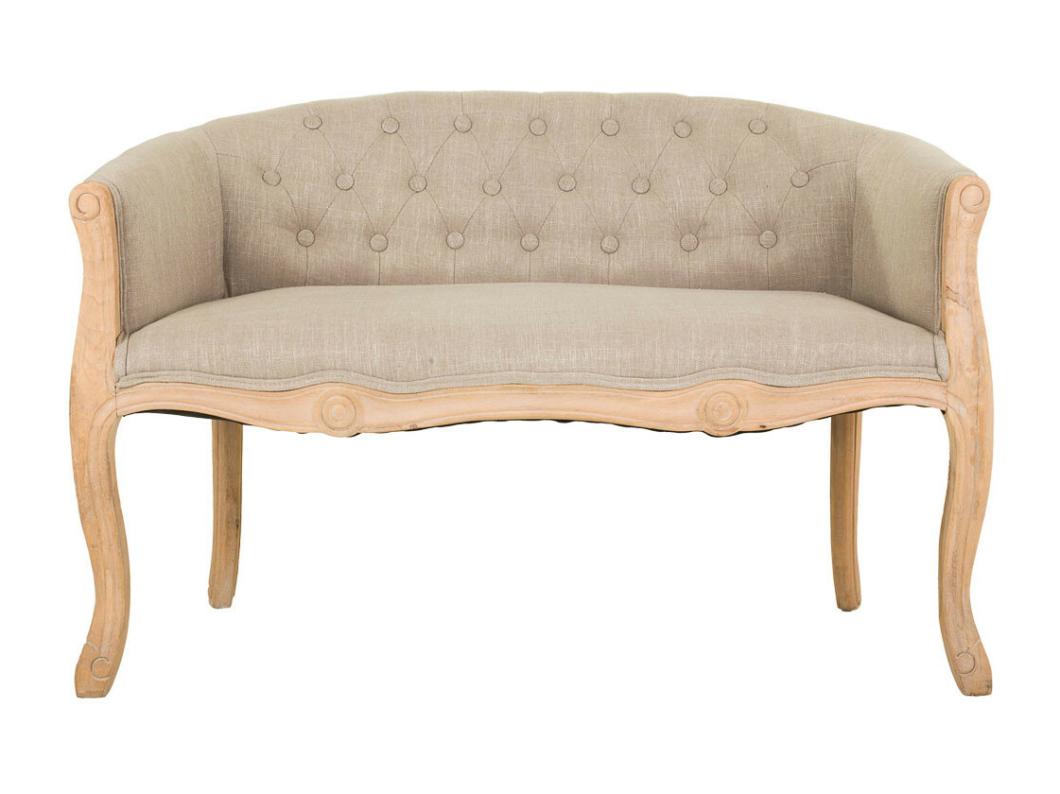Sofá de madeira com estofamento creme 107x61x70