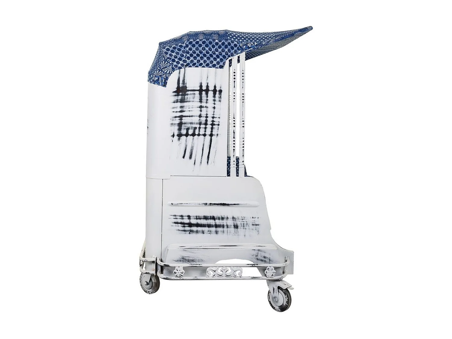 Divano tuk tuk realizzato in metallo e rivestimento bianco 142x91x162h