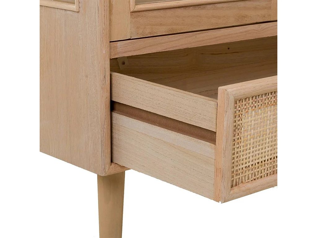 Vitrine aus Holz und braunem Netzgewebe, 72 x 40,5 x 158,5 h cm