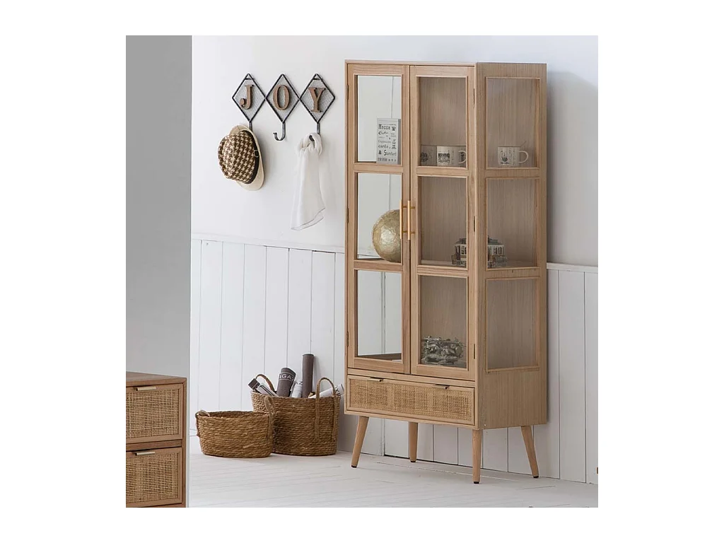 Vitrine en bois et grille marron 72x40.5x158.5h