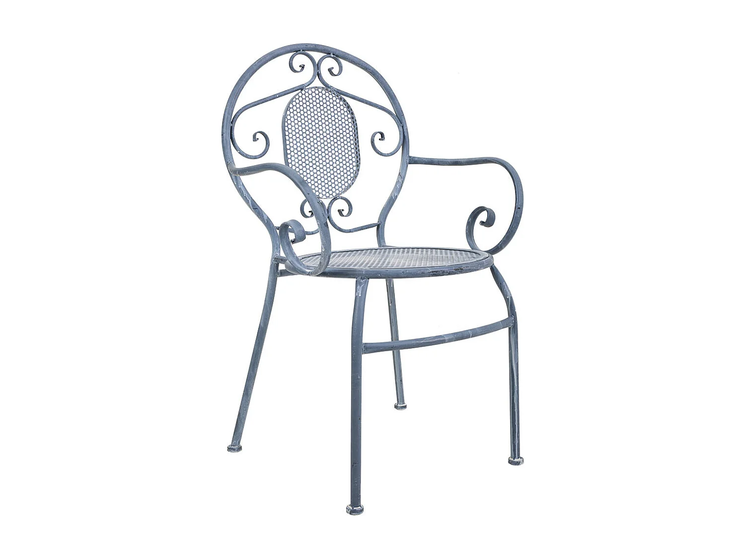 Poltrona de ferro forjado cinza 58x54x88l cm