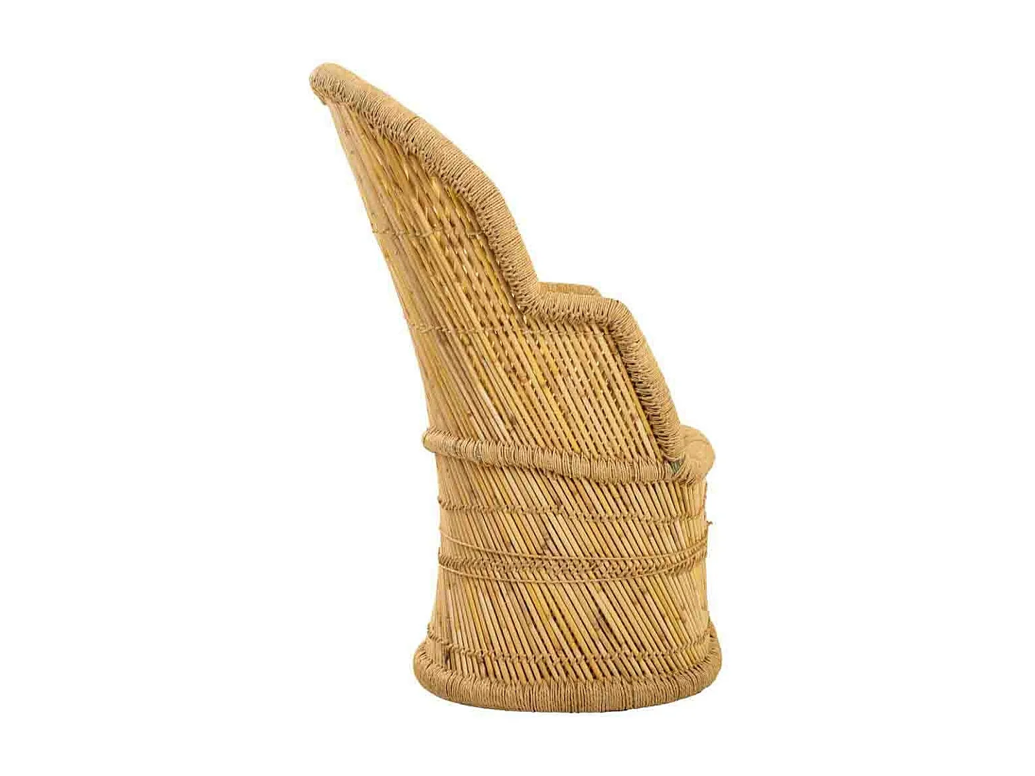 Poltrona redonda de bambu marrom 69x50x109