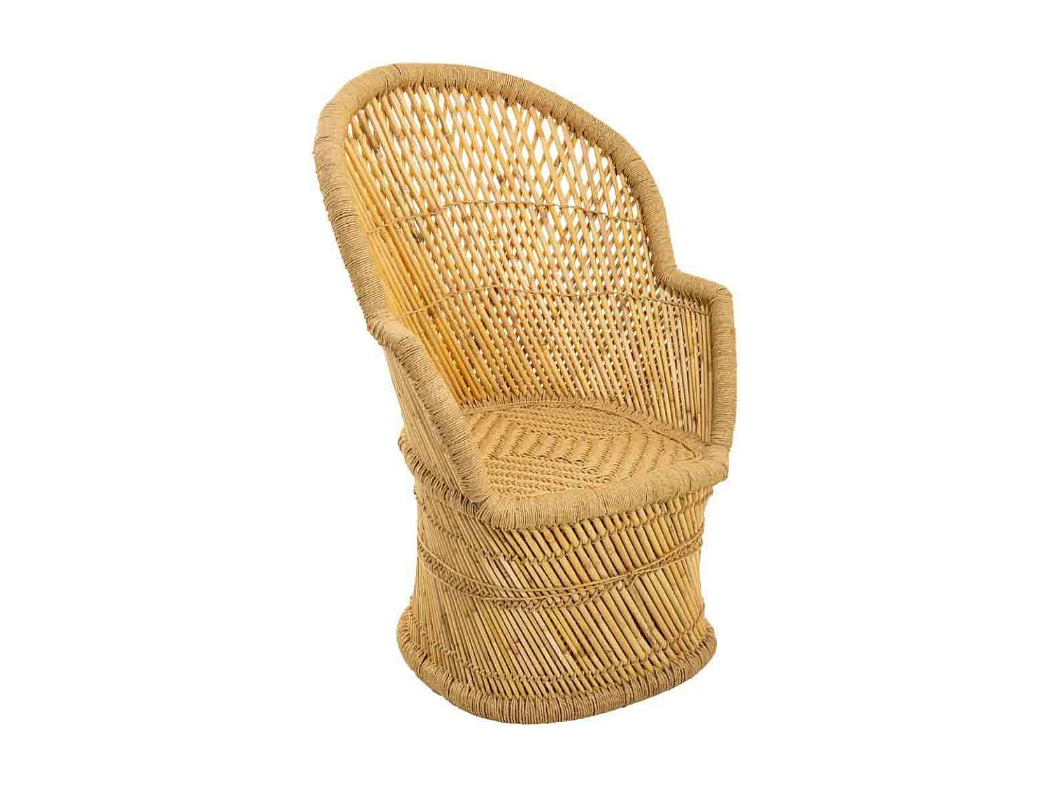 Poltrona redonda de bambu marrom 69x50x109