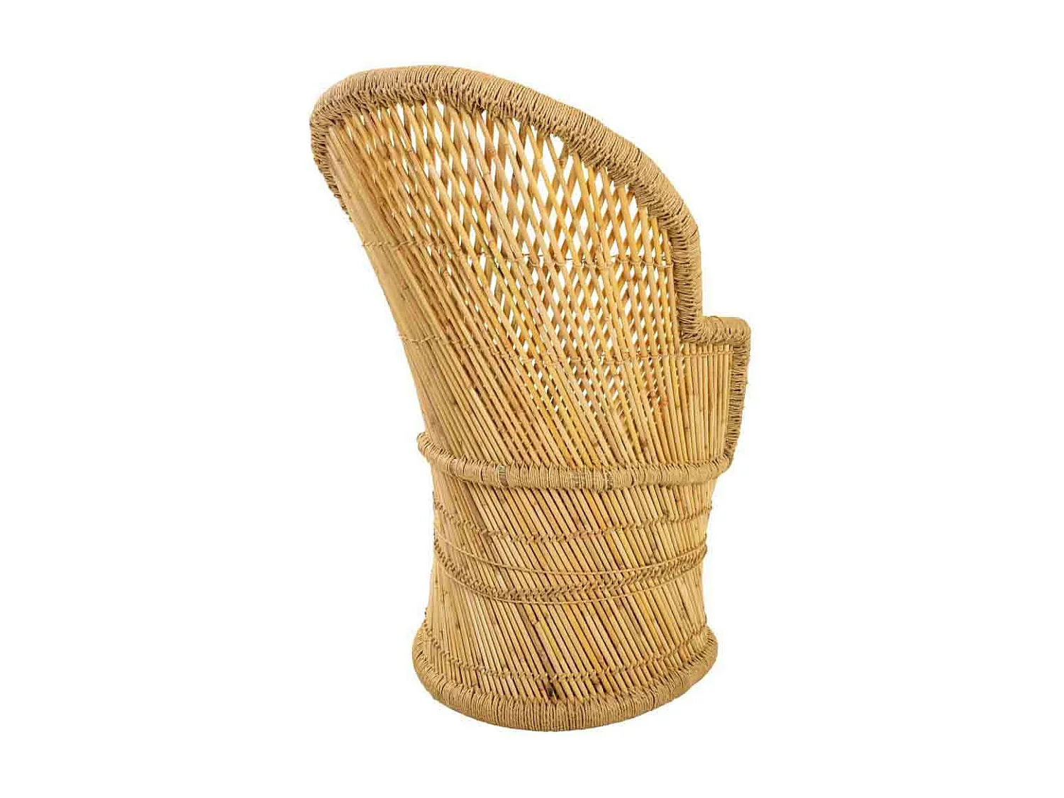 Poltrona redonda de bambu marrom 69x50x109