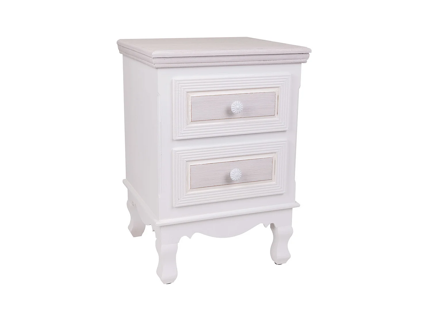 Mesita de noche de madera de 2 cajones blanco 37x33.5x53