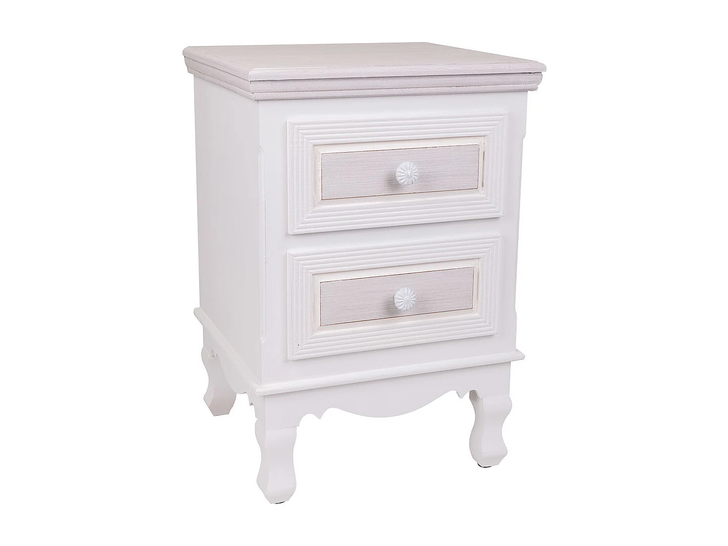 Mesita de noche de madera de 2 cajones blanco 37x33.5x53