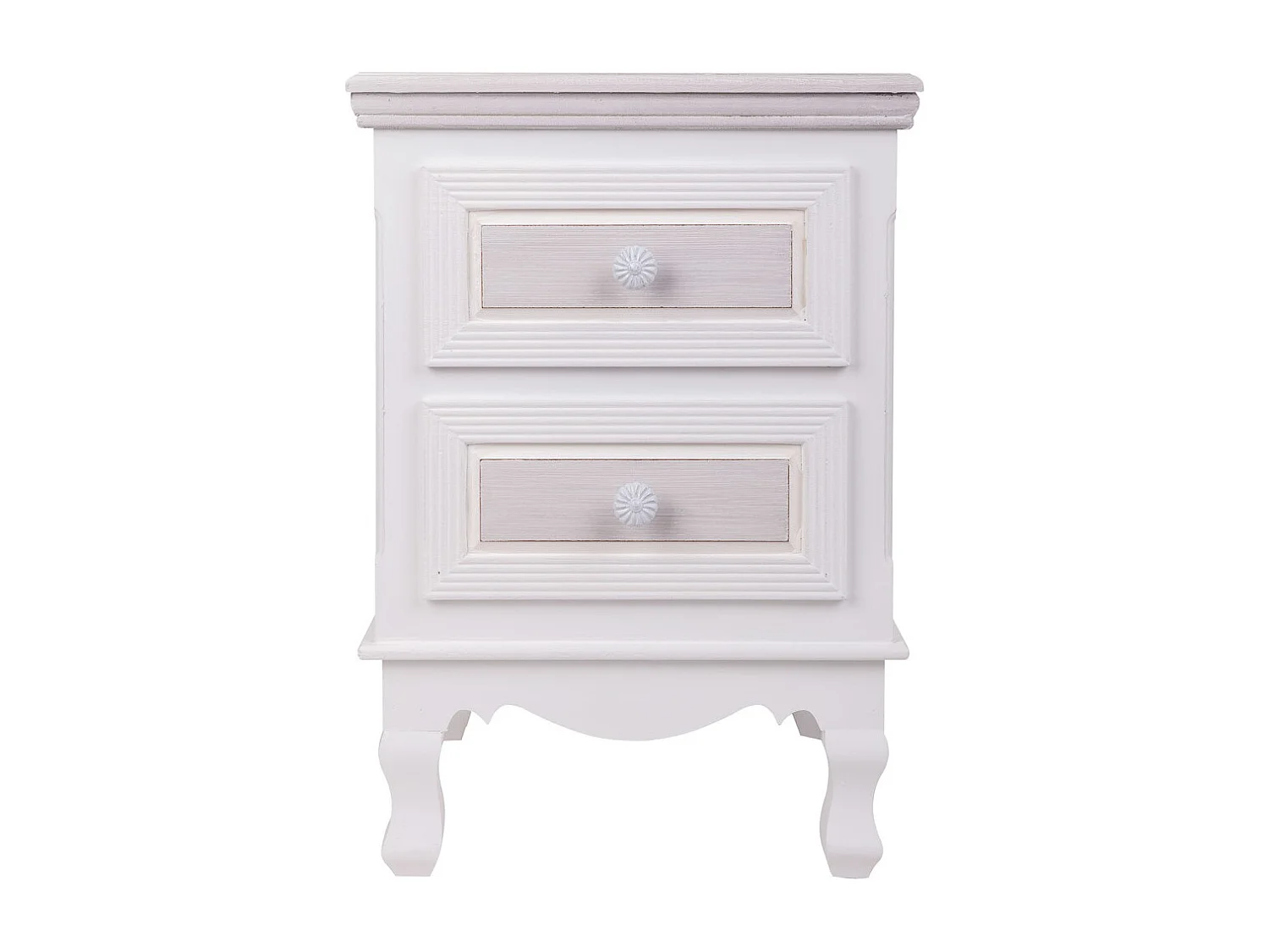 Mesita de noche de madera de 2 cajones blanco 37x33.5x53