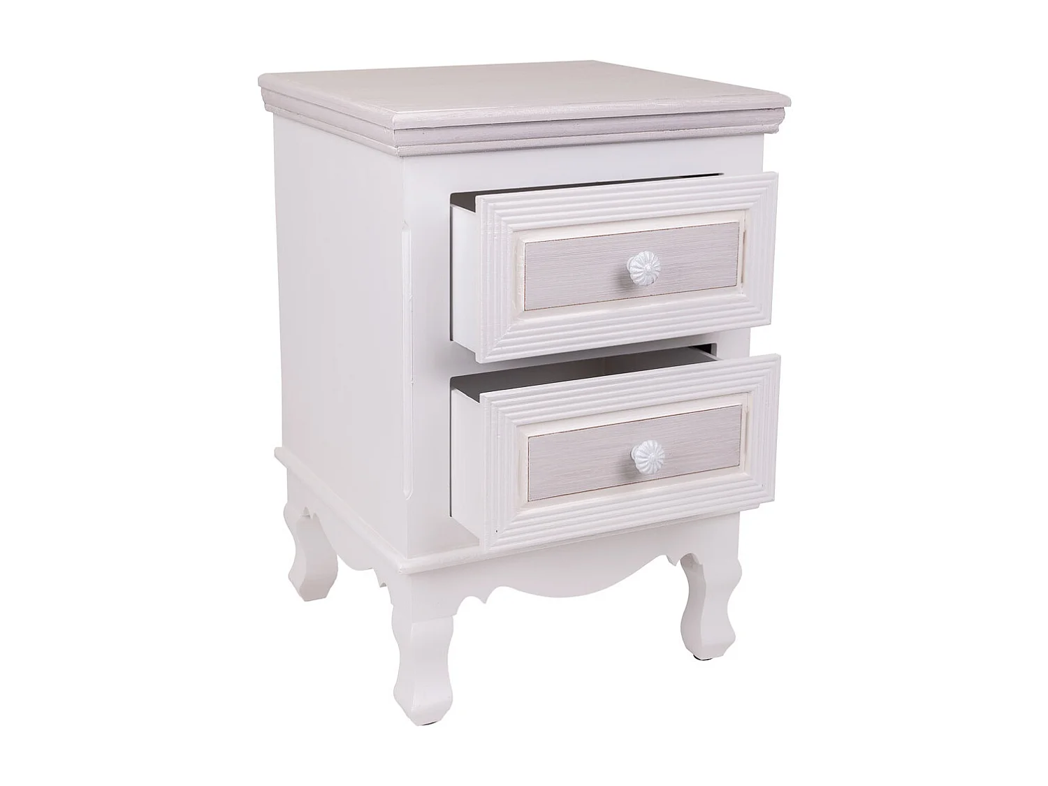 Table de chevet en bois avec 2 tiroirs blancs 37x33,5x53.