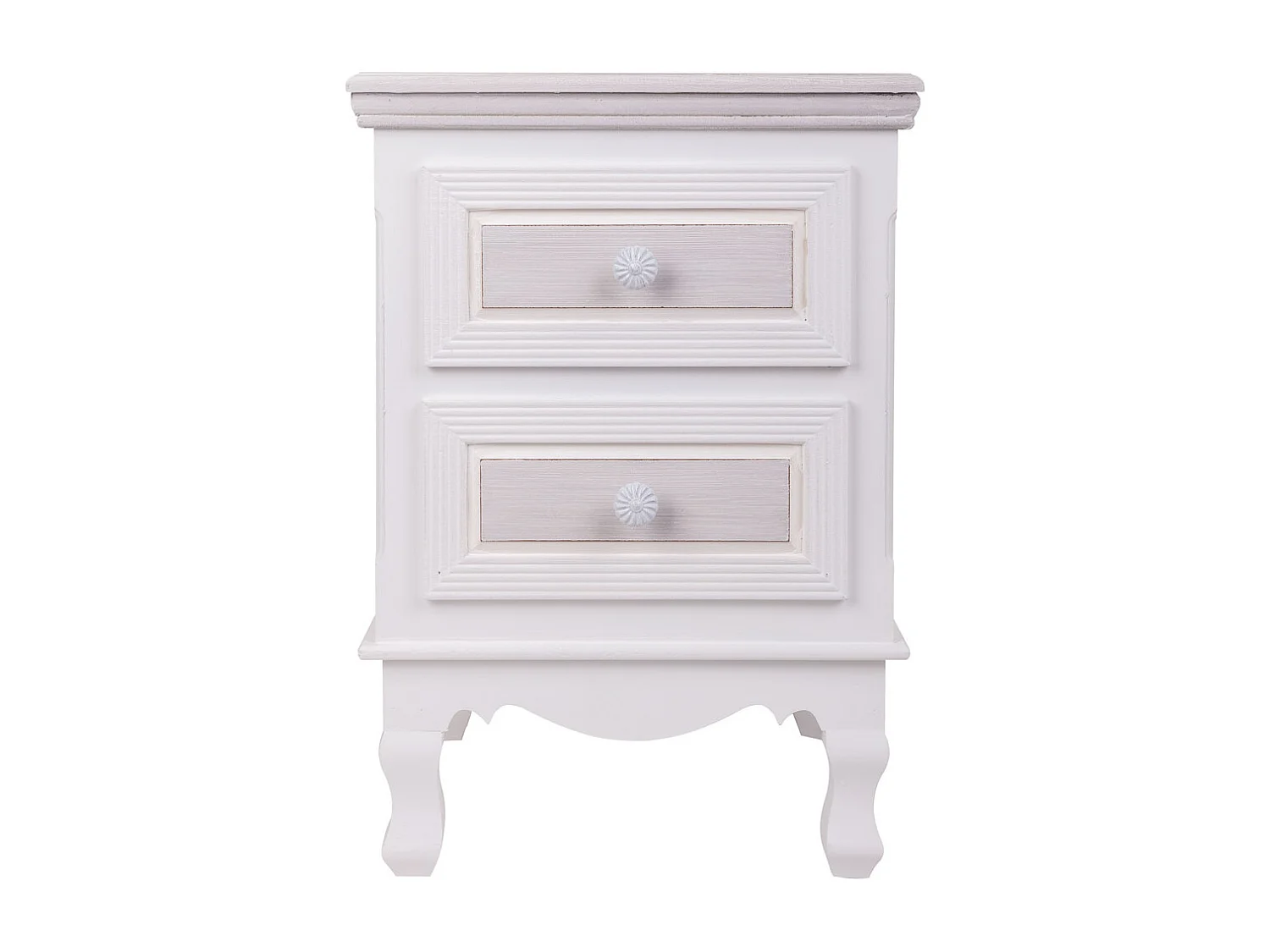 Table de chevet en bois avec 2 tiroirs blancs 37x33,5x53.