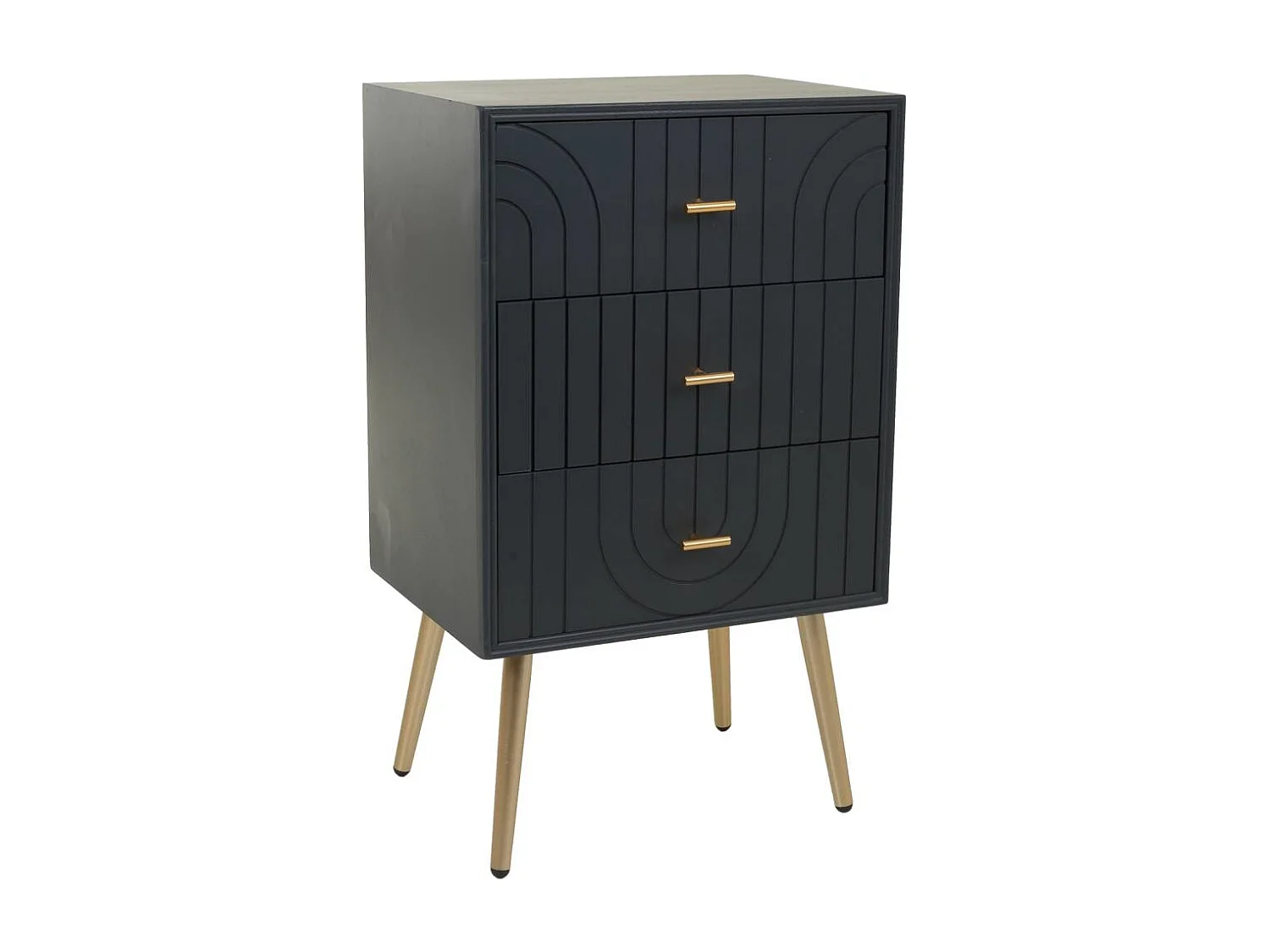 Nachttisch aus Holz und Metall mit 3 Schubladen, 44x35x76