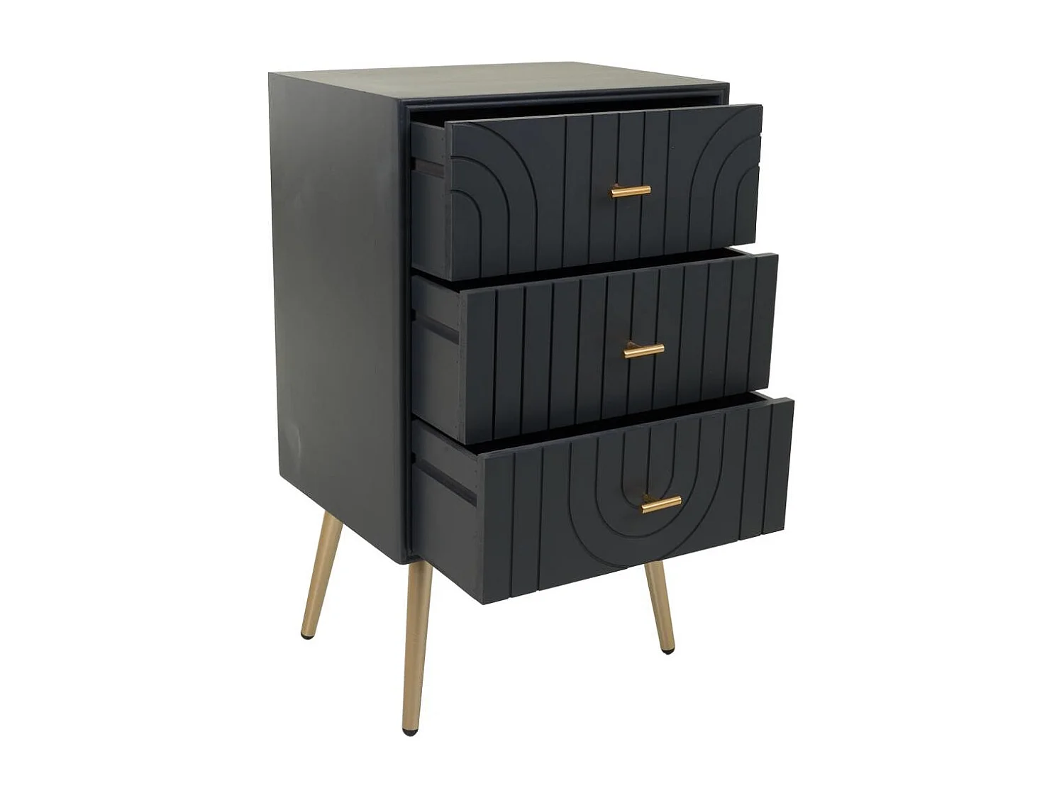 Nachttisch aus Holz und Metall mit 3 Schubladen, 44x35x76