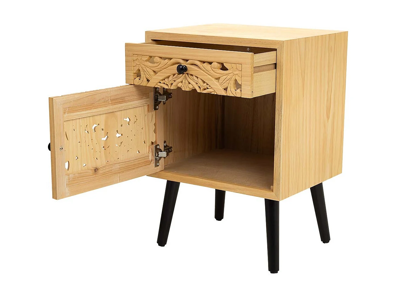 Mesa de cabeceira de madeira castanha 45x35x60h cm