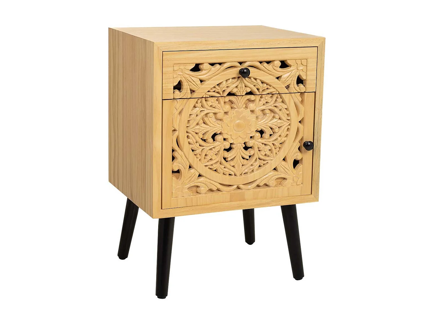 Mesa de cabeceira de madeira castanha 45x35x60h cm