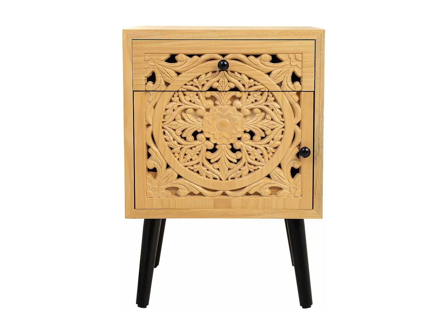 Mesa de cabeceira de madeira castanha 45x35x60h cm