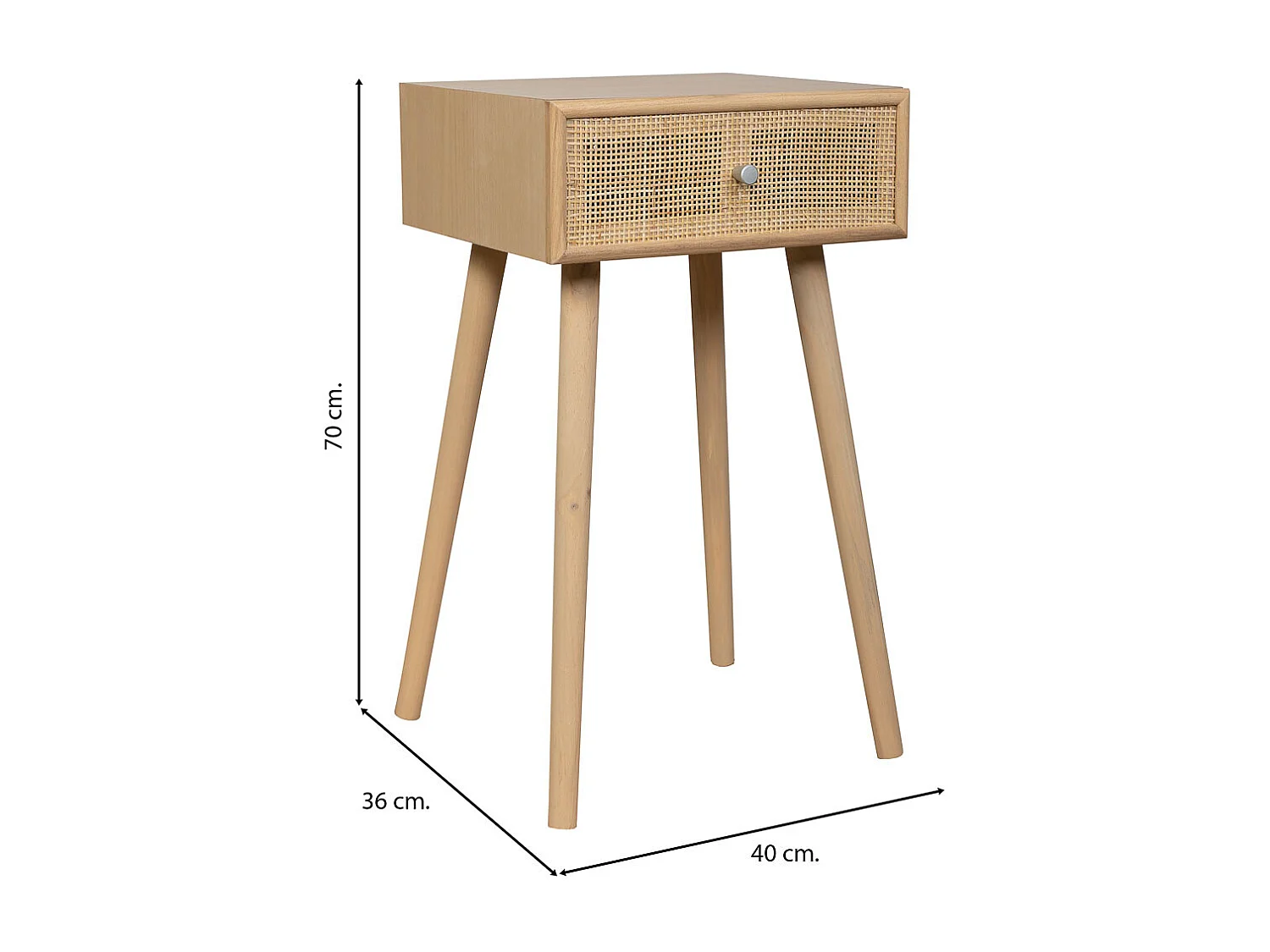 Table basse en treillis de bois et rotin, marron, 40x36x70h cm