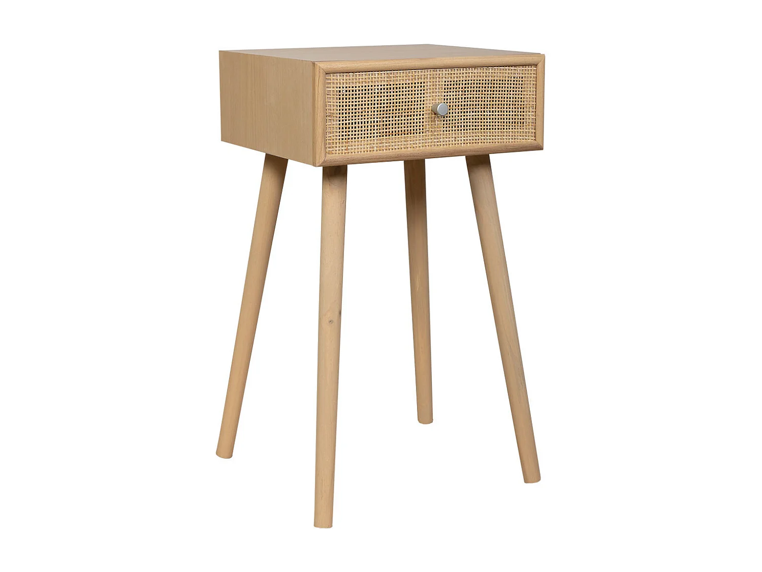 Nachttisch aus MDF und Rattan, 1 Schublade, braun, 40x36x70