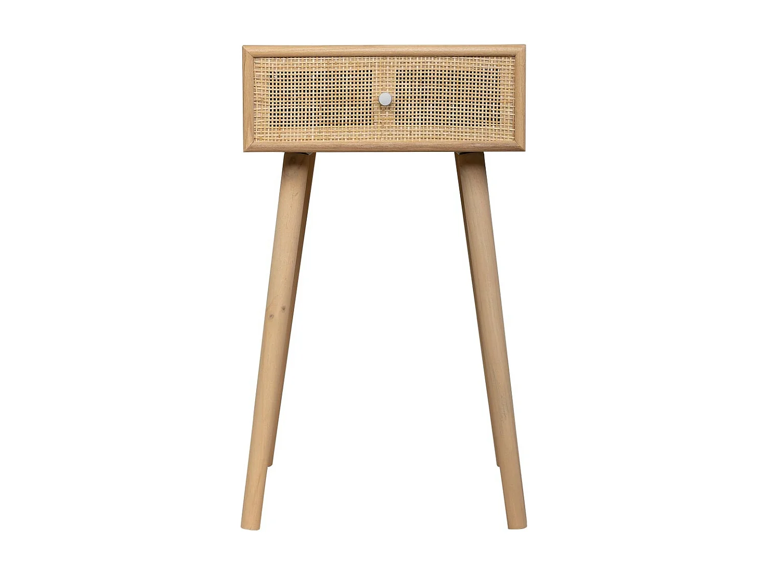 Nachttisch aus MDF und Rattan, 1 Schublade, braun, 40x36x70