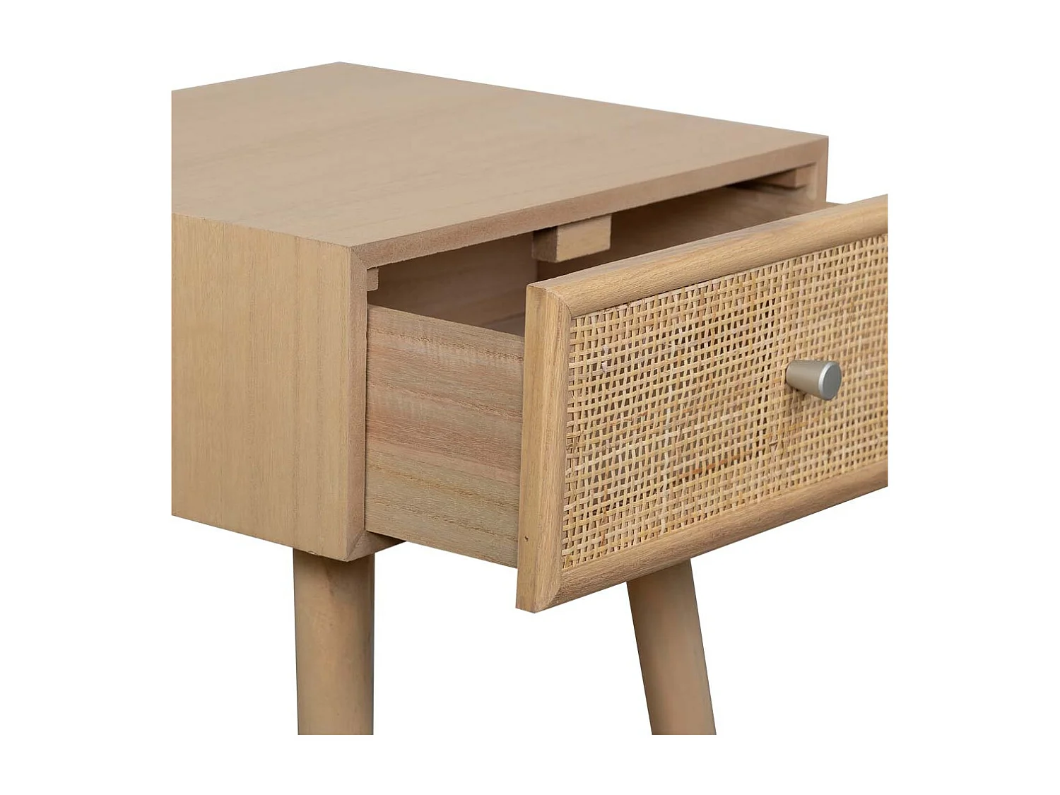 Nachttisch aus MDF und Rattan, 1 Schublade, braun, 40x36x70