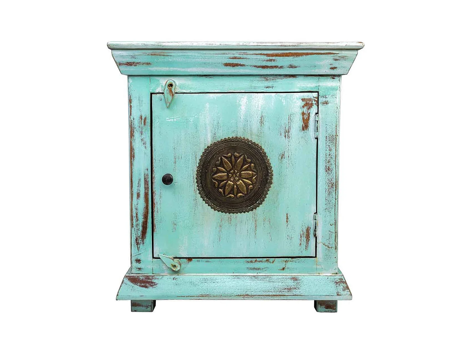 Couchtisch aus Holz und Metall in Grün, 55 x 35 x 60 cm