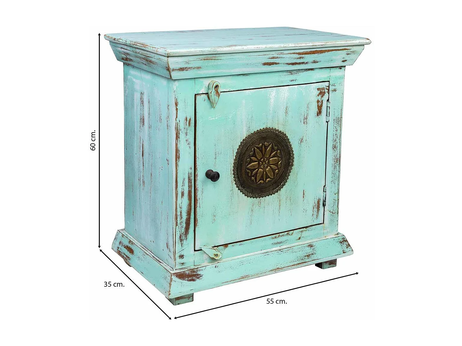 Couchtisch aus Holz und Metall in Grün, 55 x 35 x 60 cm