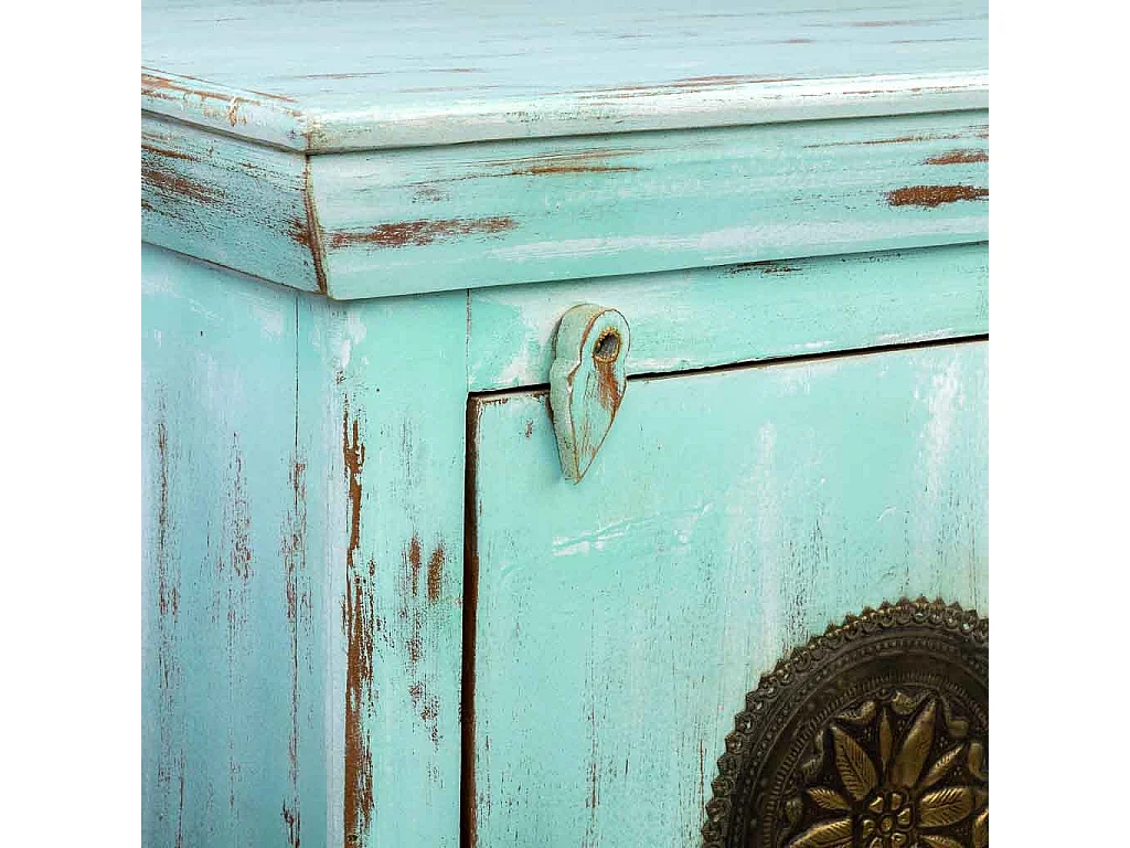 Couchtisch aus Holz und Metall in Grün, 55 x 35 x 60 cm