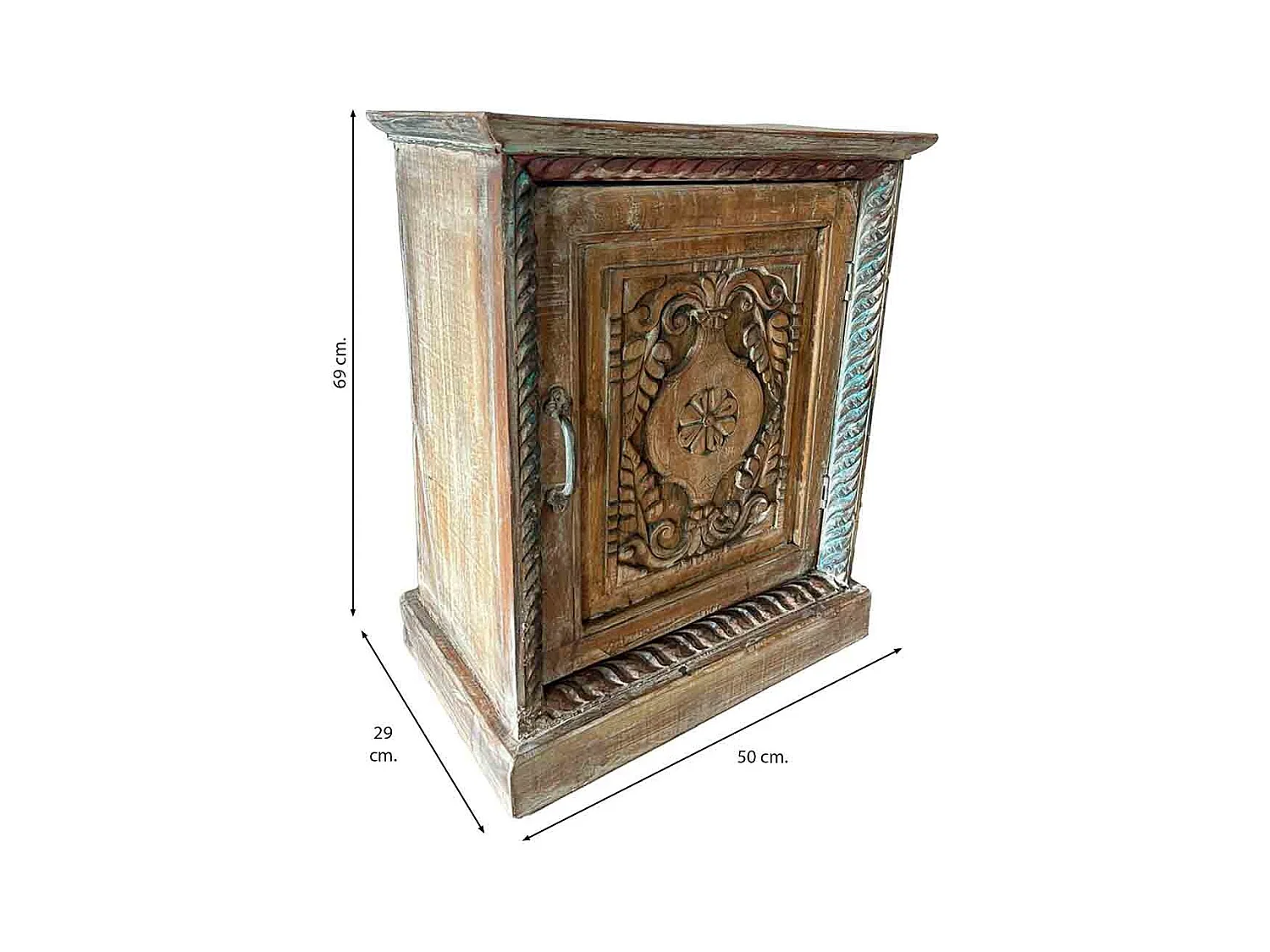 Table en bois finition artisanale marron 50x29x69h cm