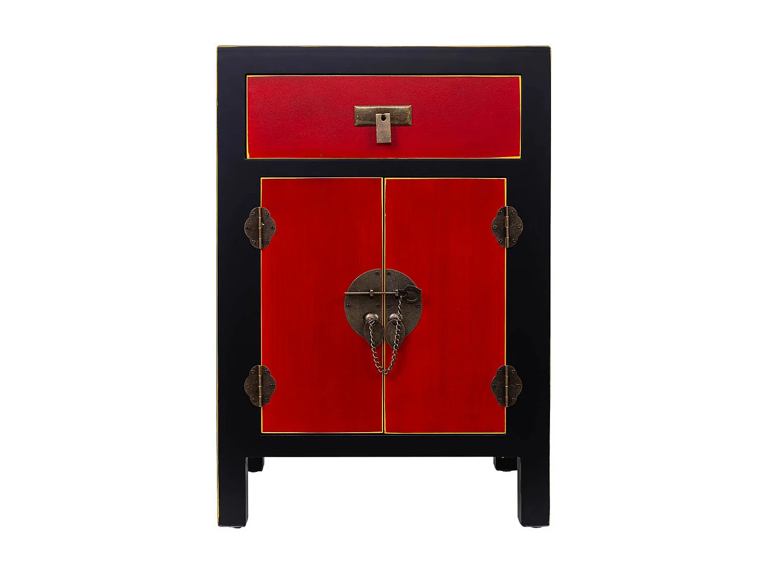 Mesita de noche de madera con 1 cajon y 2 puertas 45x34x66h cm