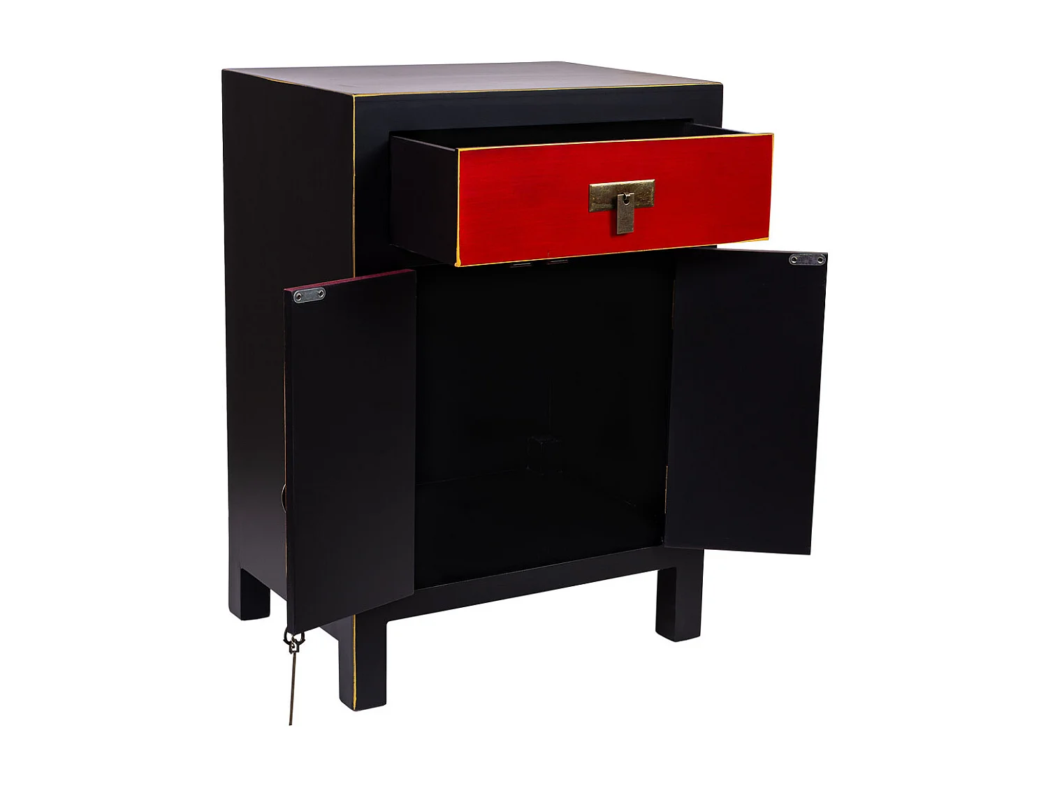 Mesita de noche de madera con 1 cajon y 2 puertas 45x34x66h cm