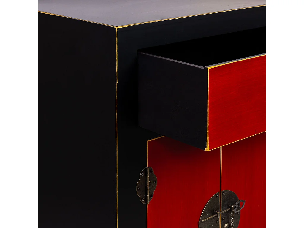 Mesita de noche de madera con 1 cajon y 2 puertas 45x34x66h cm