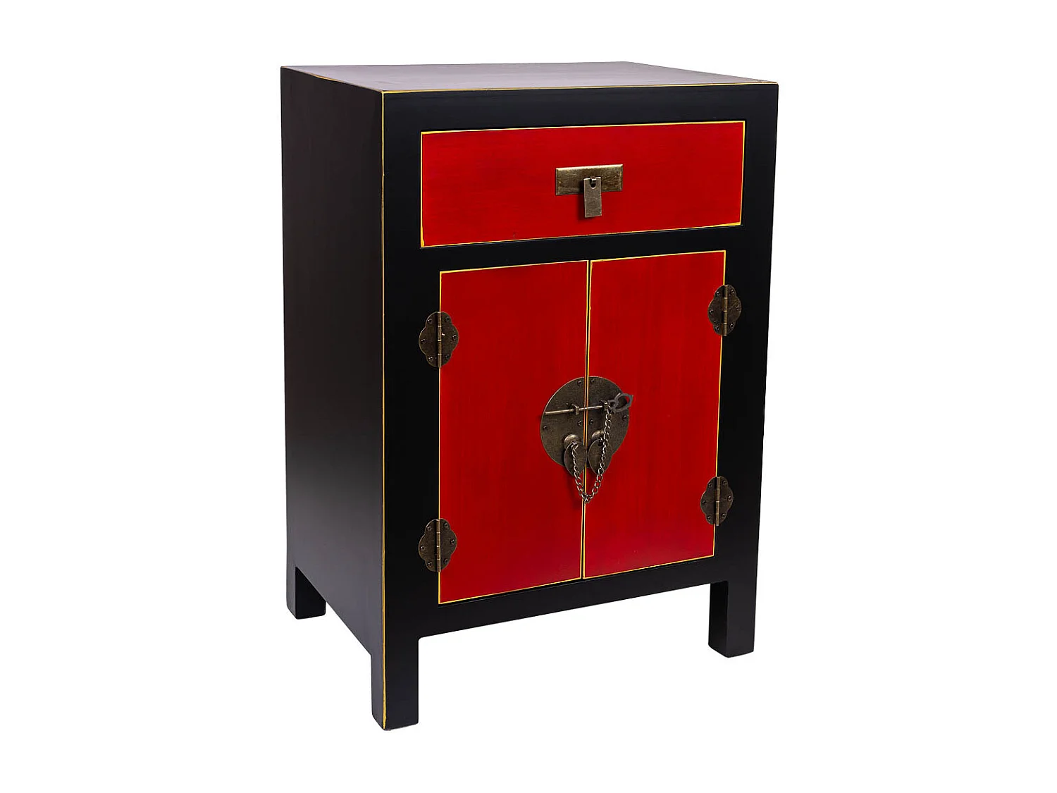 Mesita de noche de madera con 1 cajon y 2 puertas 45x34x66h cm