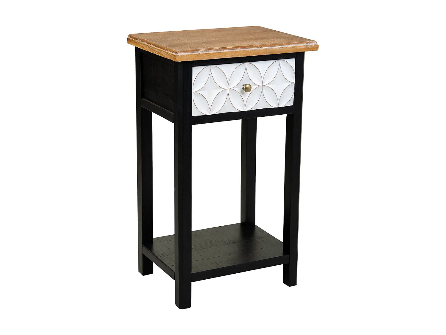 Mesita de madera con 2 cajon y 1 balda 48x35x82