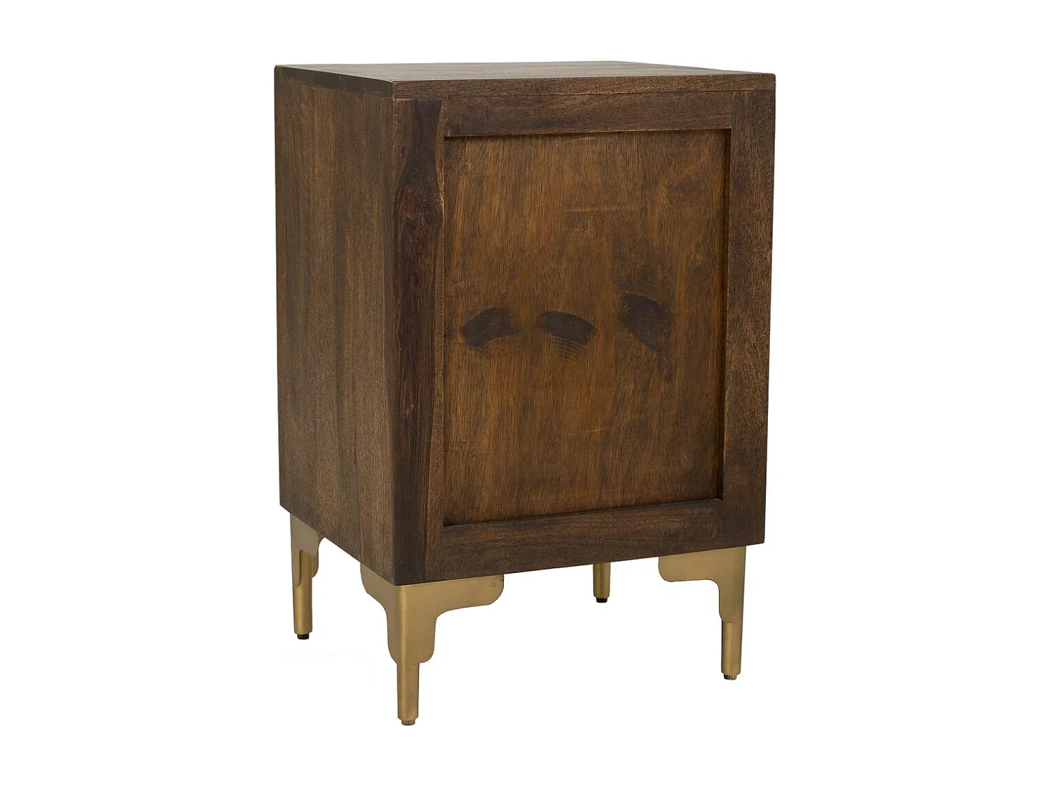 Brauner Couchtisch aus Holz und Metall mit 1 Tür, 40 x 35 x 60 cm