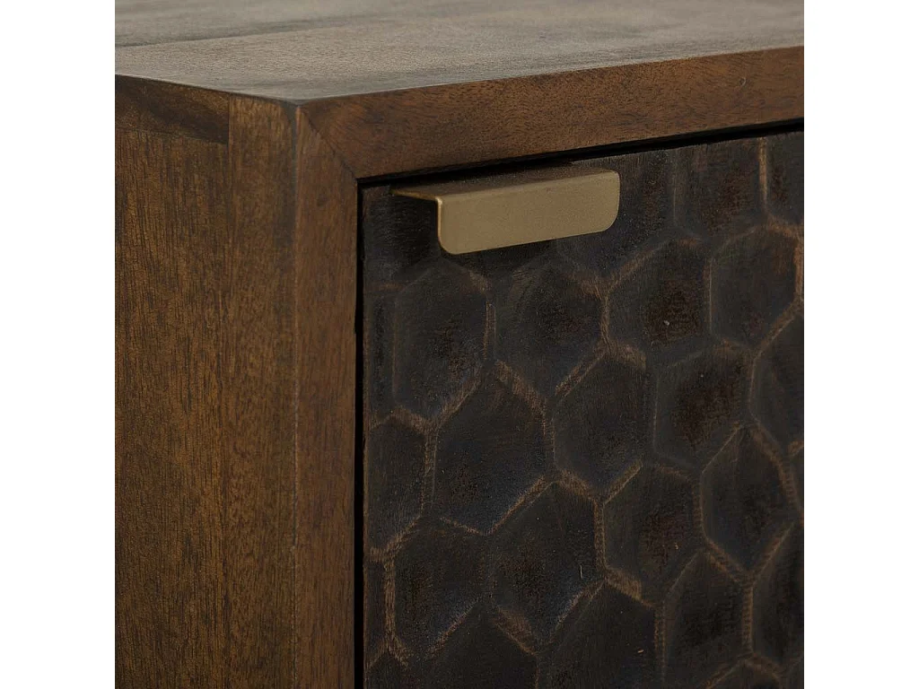Comodino in legno e metallo con 1 porta marrone 40x35x60.