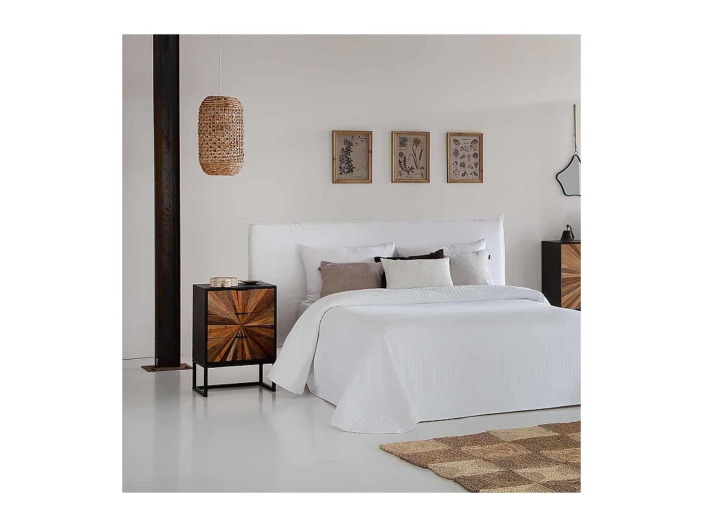 Tavolo in legno e metallo con 3 cassetti marrone 44x35x66