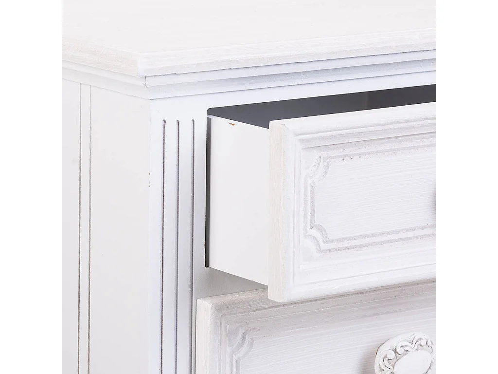 Table de nuit en bois avec 2 tiroirs blancs 38x28x69.