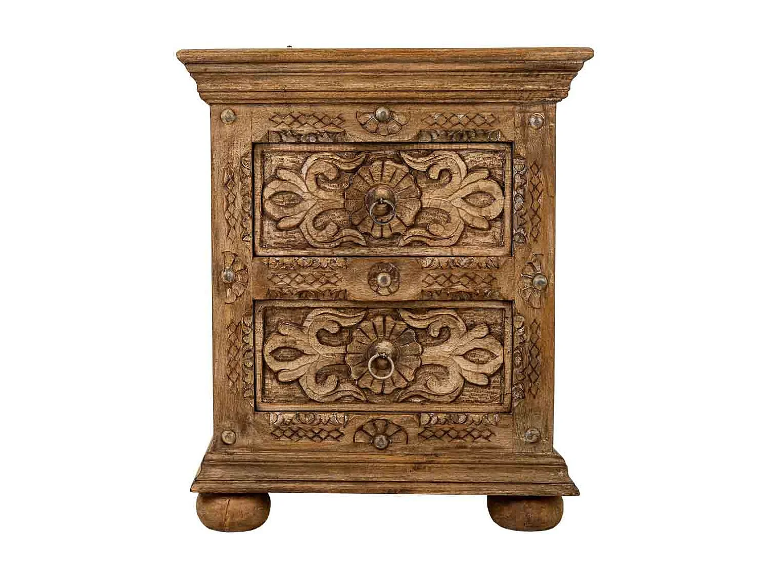 Comodino in legno artigianale marrone 50x40x60.