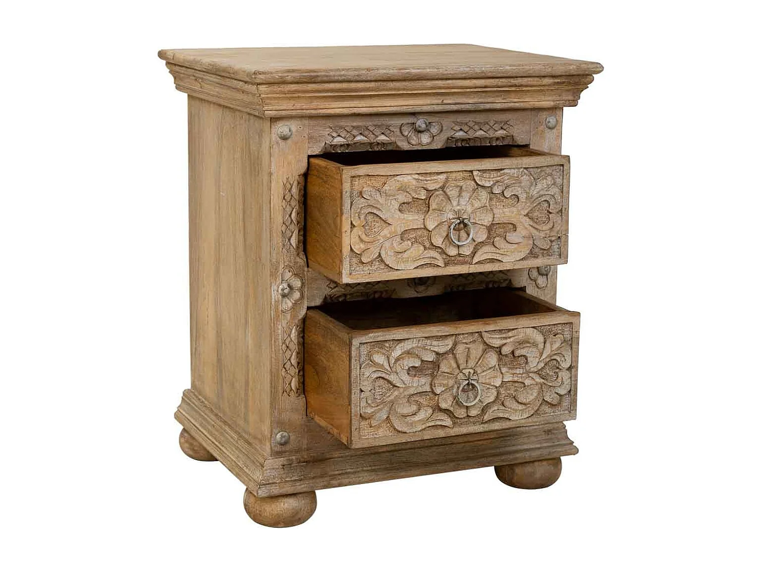 Comodino in legno artigianale marrone 50x40x60.